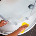 Routine shower cleaning.