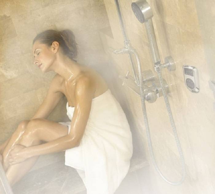 Steam in the shower.