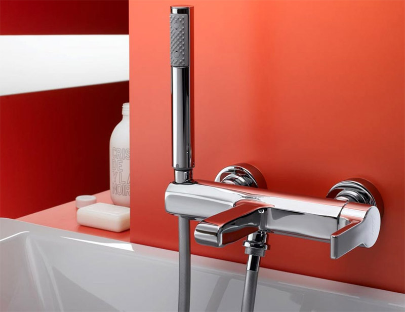 Wall-mounted mixer.