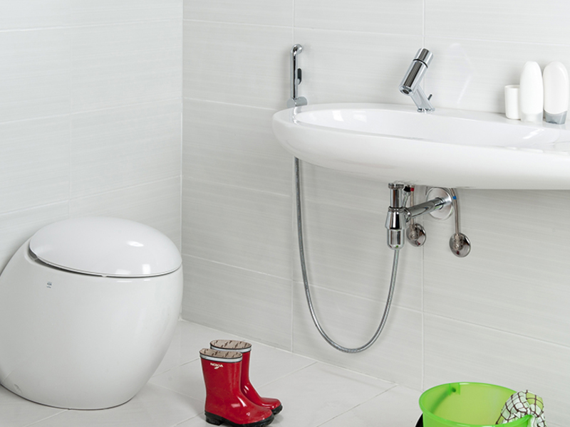 You can wash your shoes using a hygienic shower.