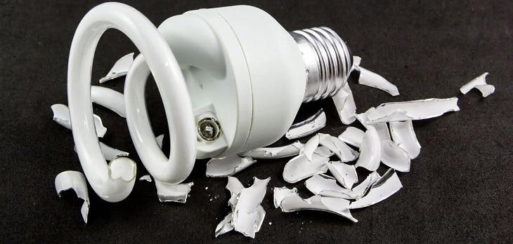 Broken energy saving lamp.