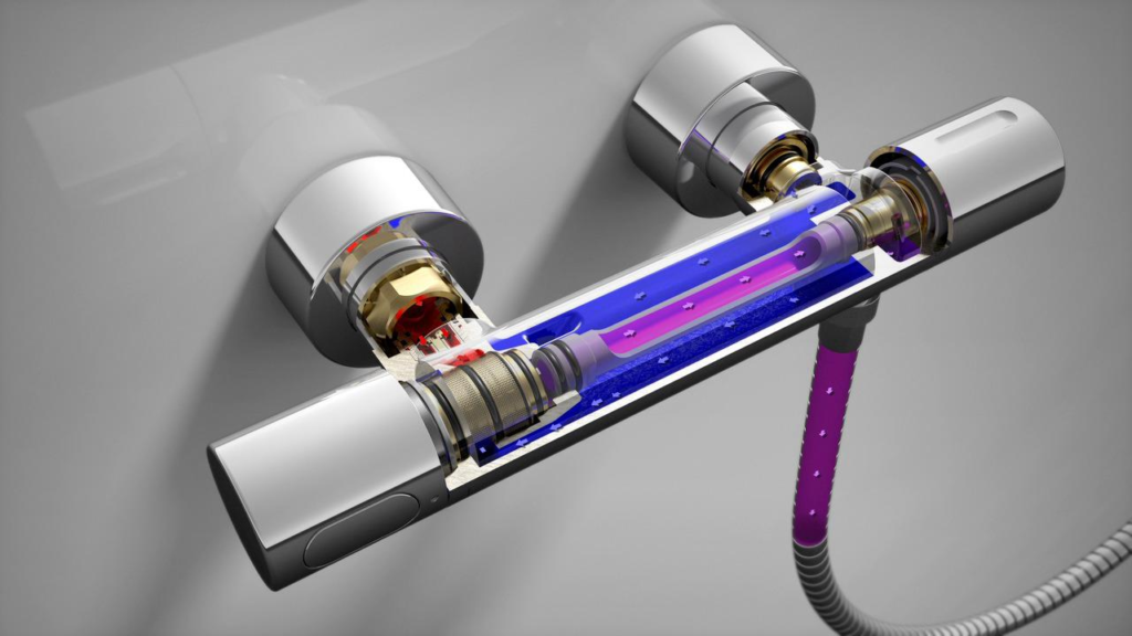 Mixer with thermostat.