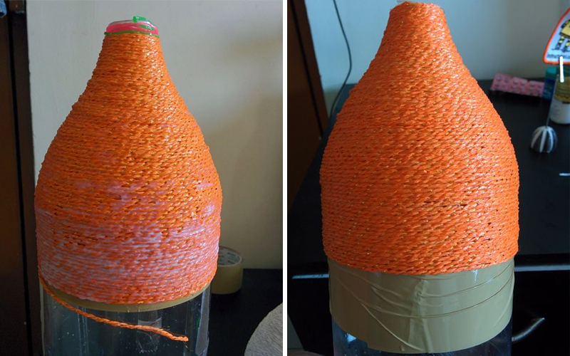 Lampshade made of threads.