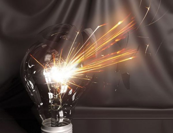 The light bulb explodes.