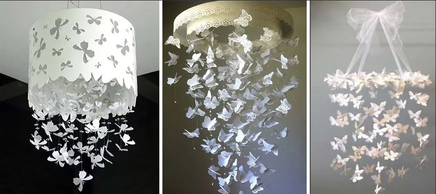 cardboard butterfly chandelier