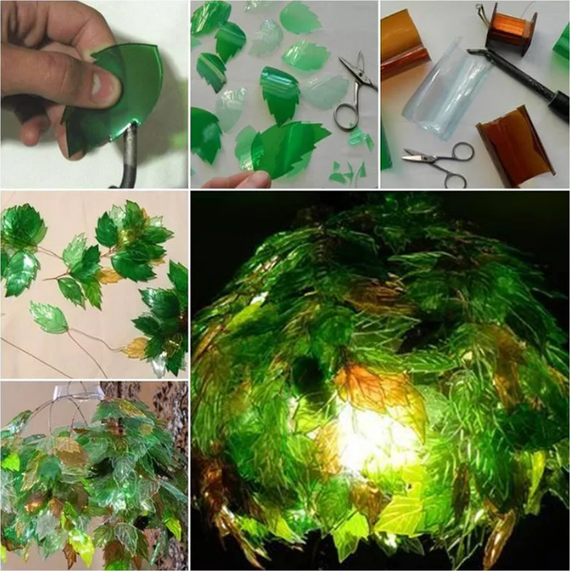 DIY chandelier from plastic bottles