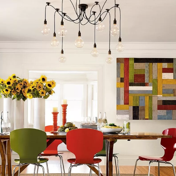 spider chandelier in the kitchen