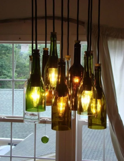 glass bottle chandelier