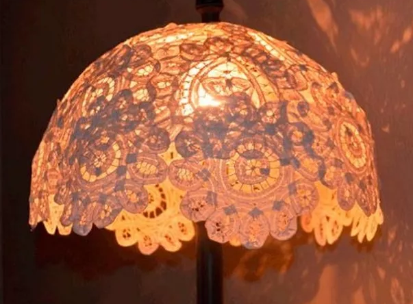 lace trim of finished chandelier lamp