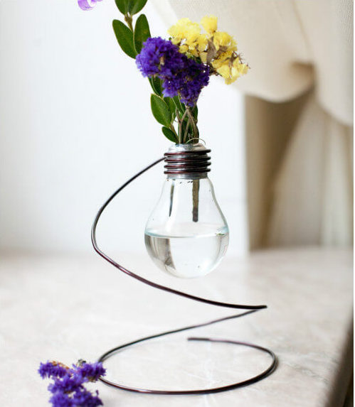 Vase made from a light bulb.