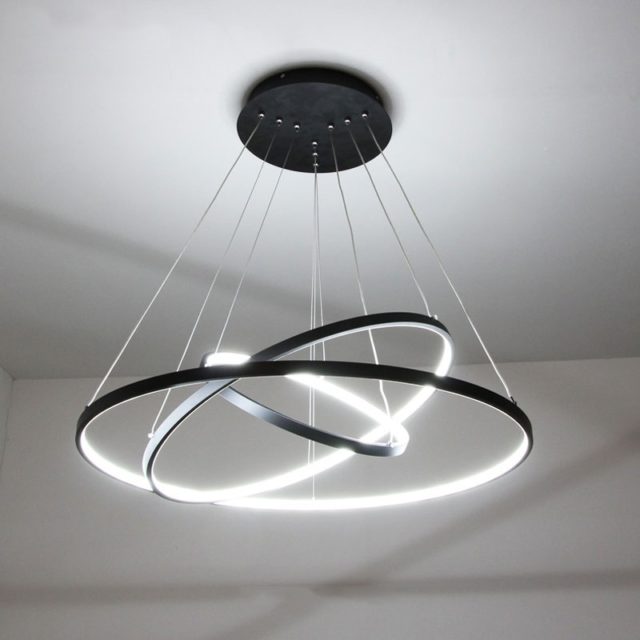 Chandelier made of flexible strip with LEDs.