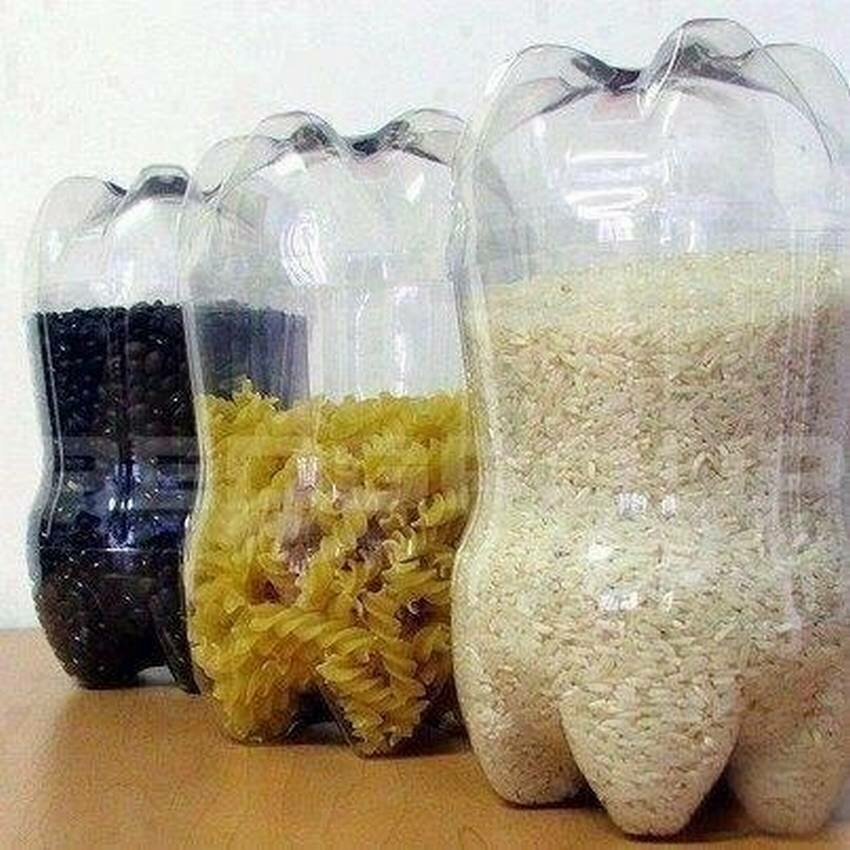 Containers made from plastic bottles