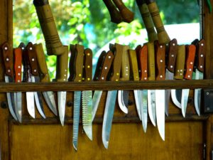 Knives in holder