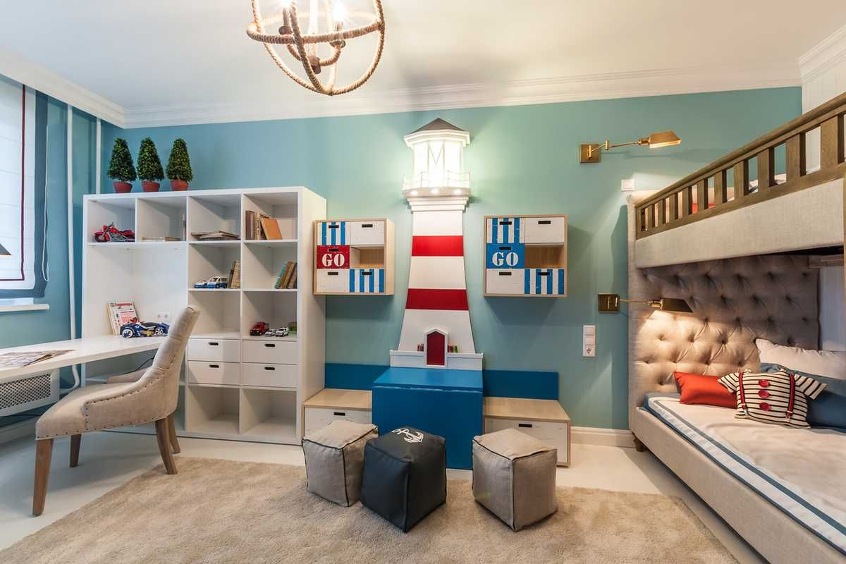 marine style in the interior of a children's room