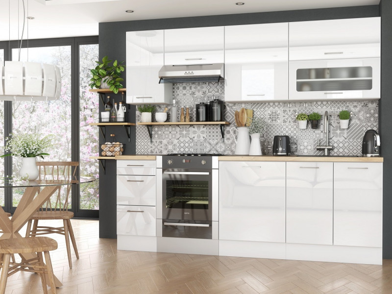 Kitchen in Scandinavian style, made in gray tones.