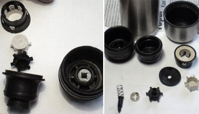 disassembling a thermos lid with a valve