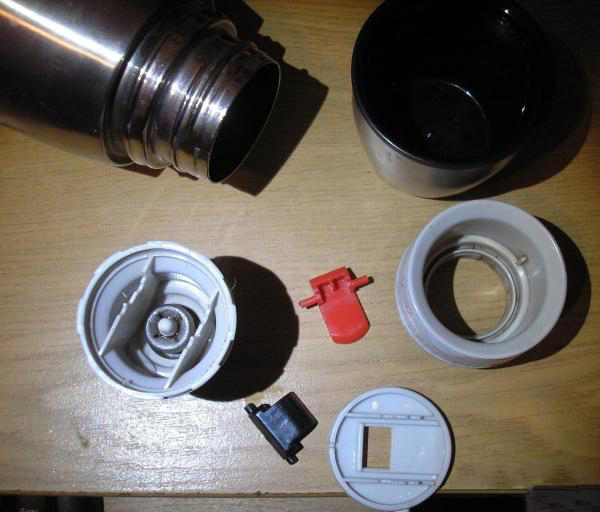 disassembling a thermos lid with two valves