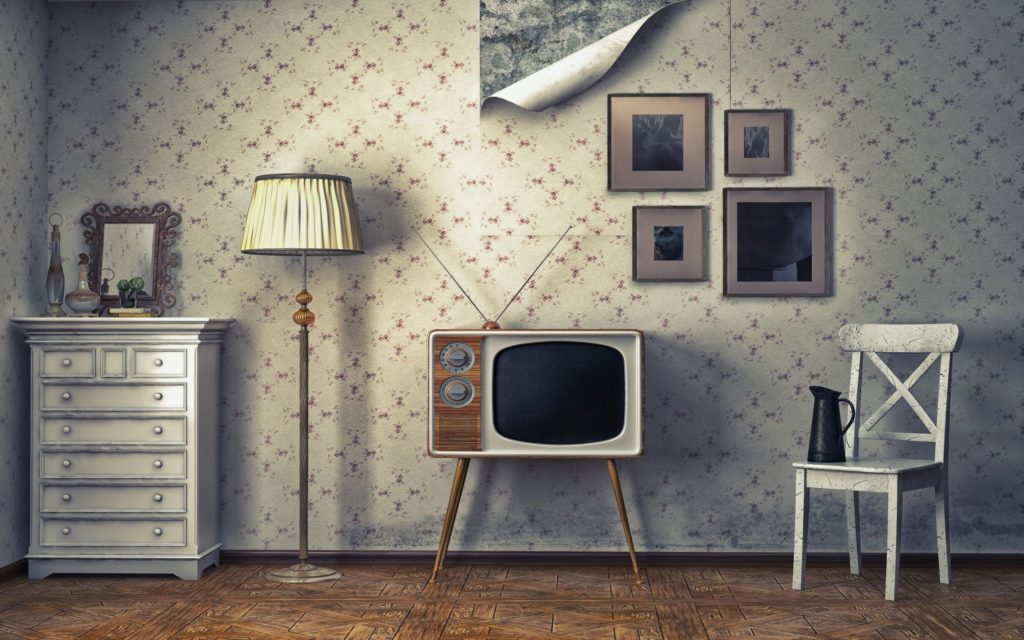 wall decoration with retro wallpaper