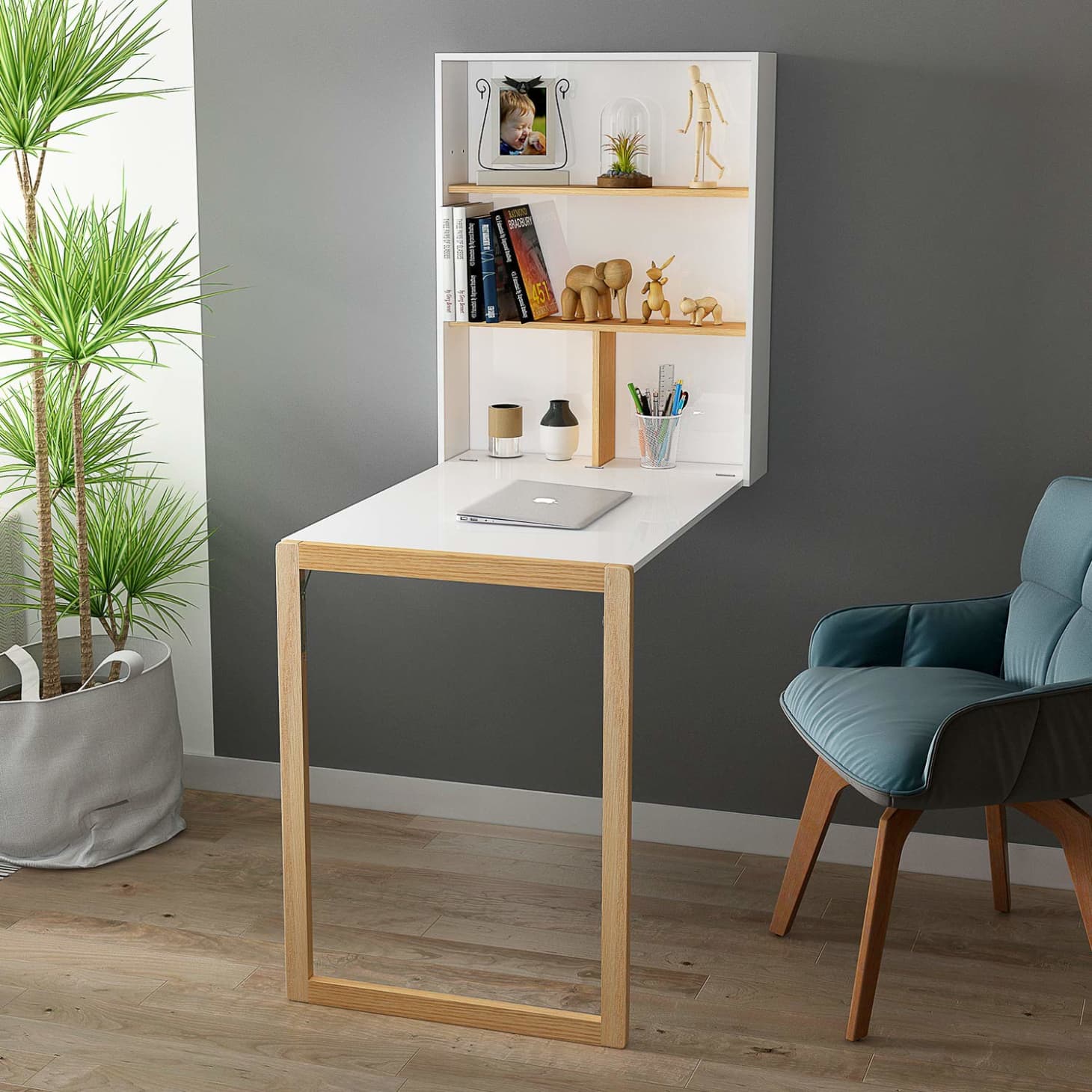 Folding table-cabinet in Scandinavian style