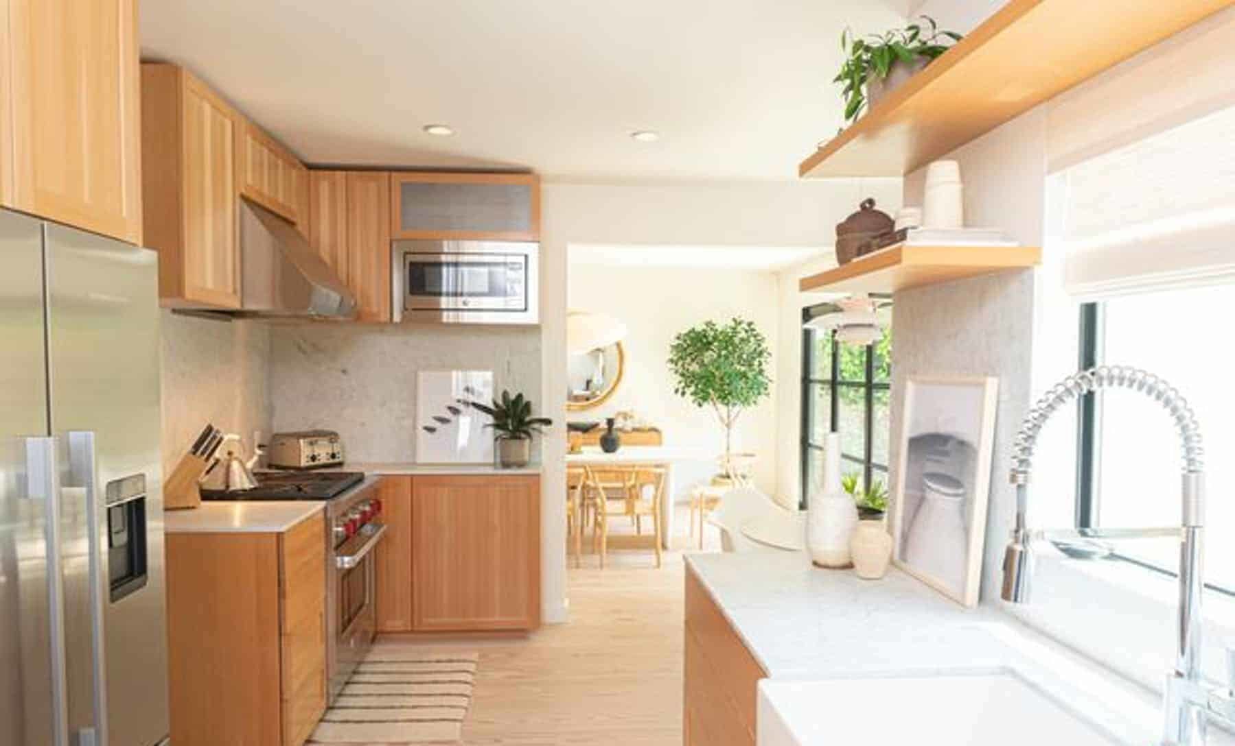 Scandinavian style kitchen with an emphasis on wood.