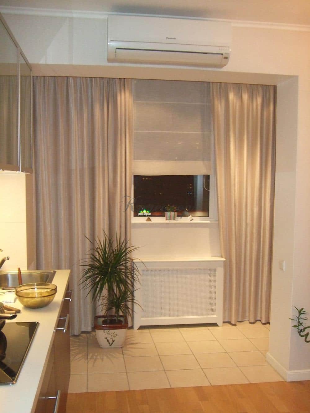 thick curtains for the kitchen in a minimalist style