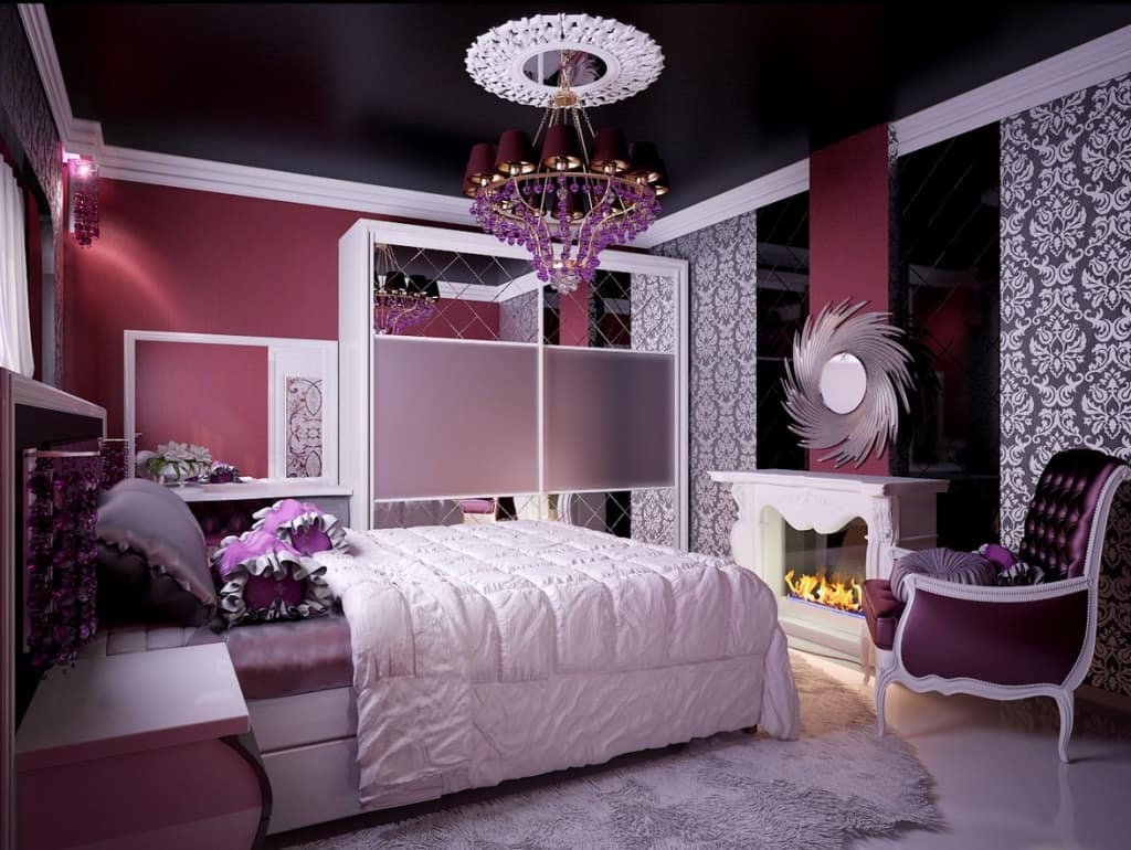 black ceiling in the bedroom