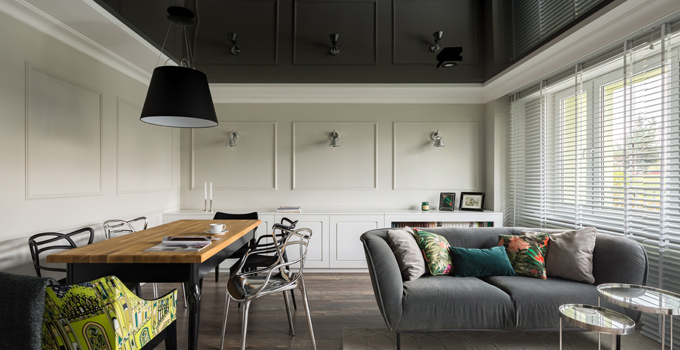 black ceiling in the interior