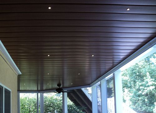 aluminum slats on the ceiling of a balcony or loggia