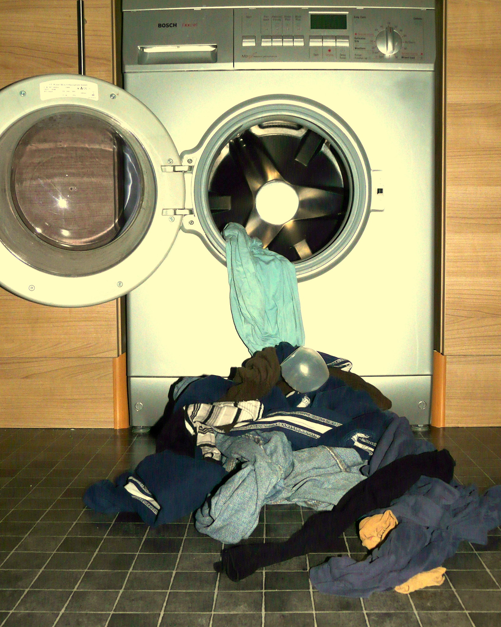 Washing machine loaded with laundry