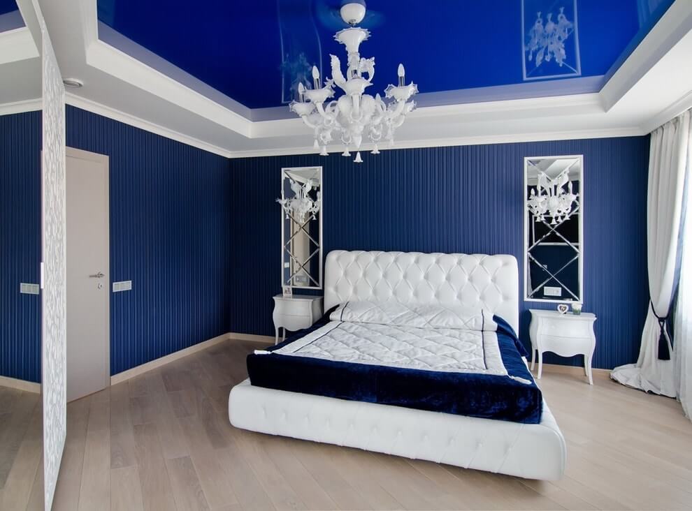 colored stretch ceiling in the interior