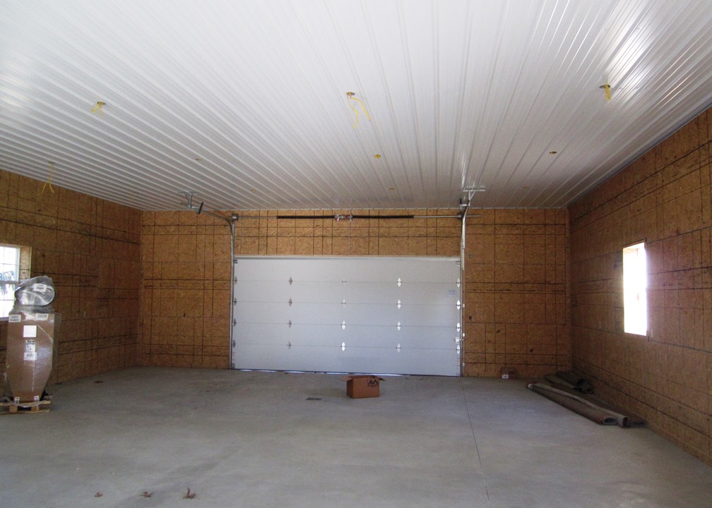 clapboard ceiling in garage