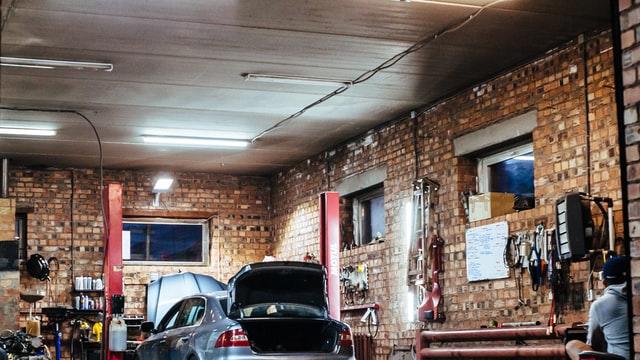 garage ceiling lining with wooden clapboard