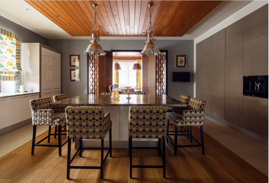 wooden ceiling in a private house