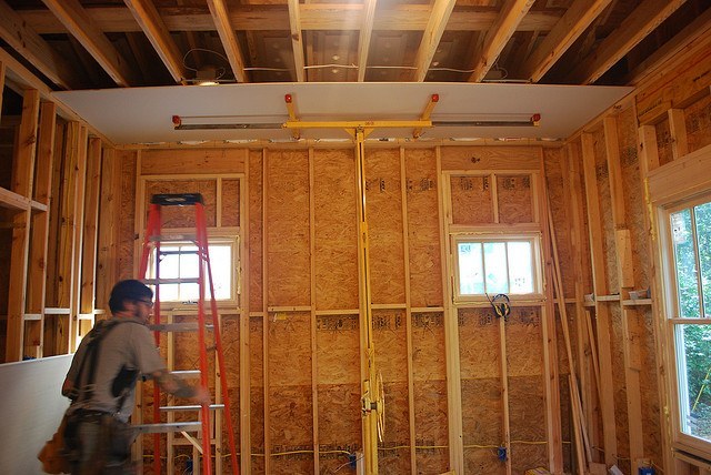 finishing the ceiling with plywood over the sheathing