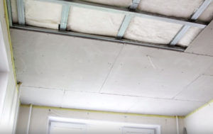 Drywall with sound insulation.