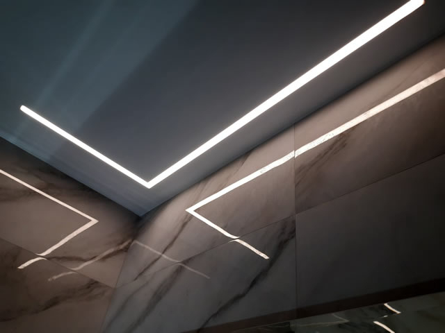 light lines on a suspended ceiling