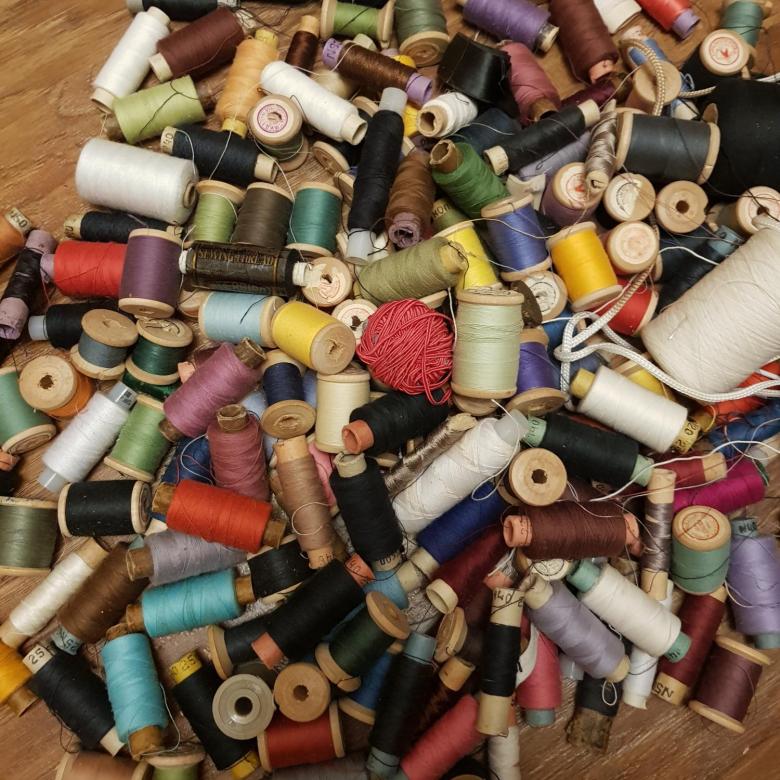 A pile of skeins of thread