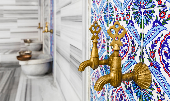 Copper plumbing in Turkish style.