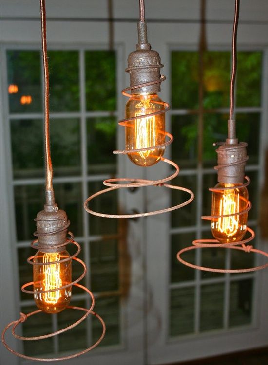 lampshades made from mattress springs