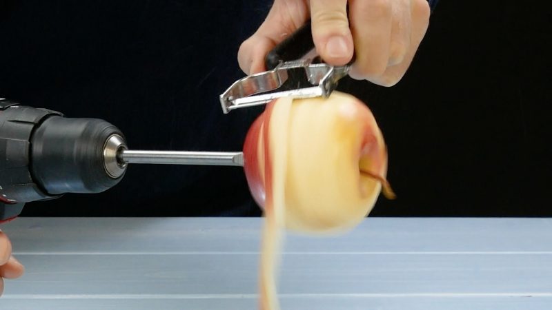 cleaning vegetables and fruits with a screwdriver