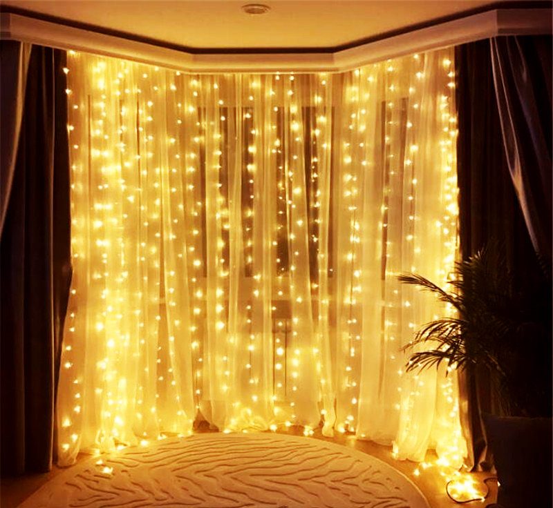 curtain on the window for the New Year