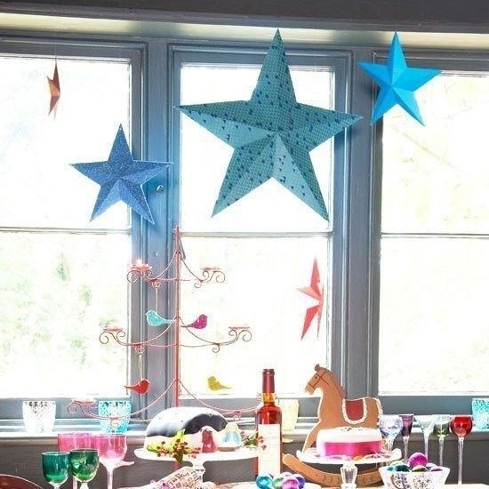 New Year's window decoration with stars