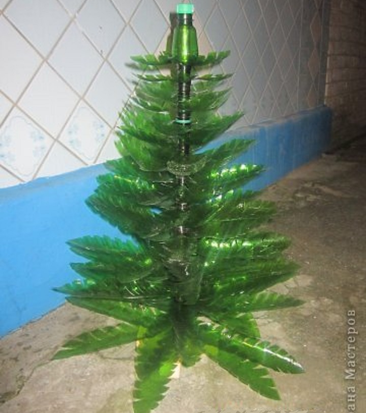 Christmas tree made from plastic bottles