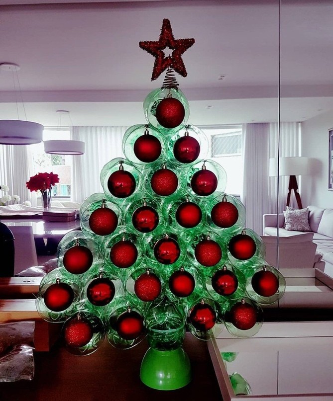 Christmas tree made from plastic bottles