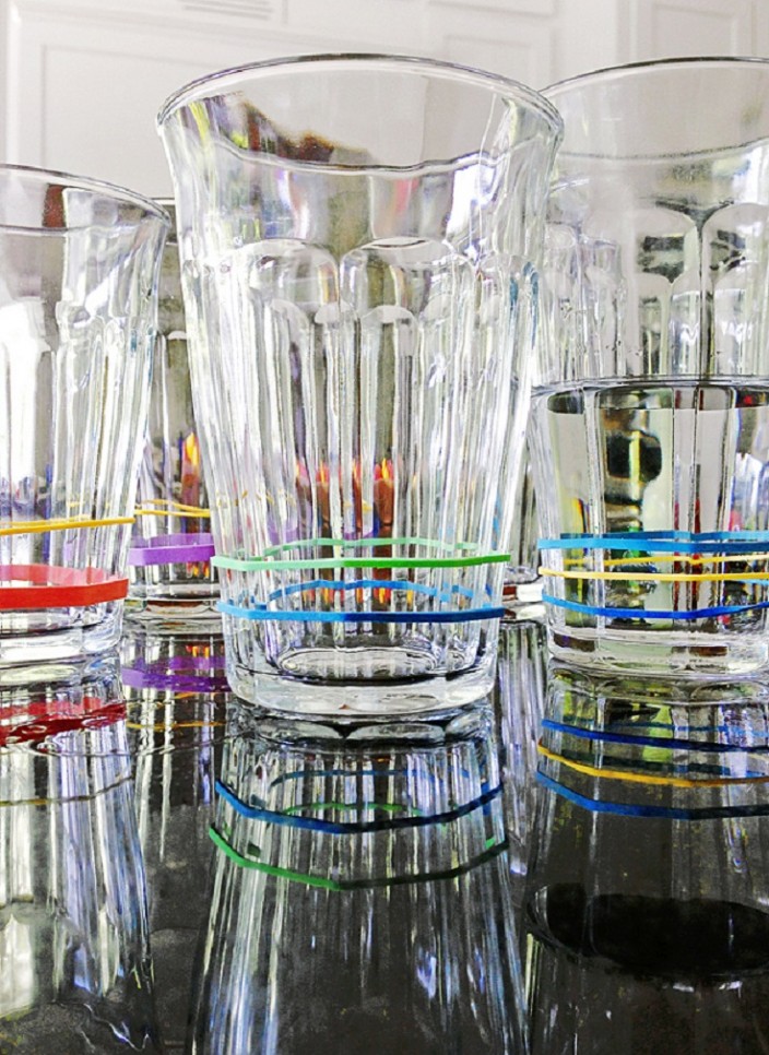 Stationery erasers on glasses