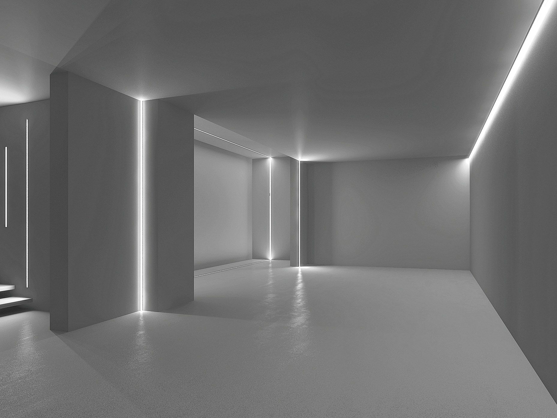 decoration of room corners with LED strips