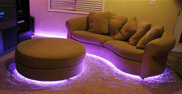 sofa decoration with LED strips