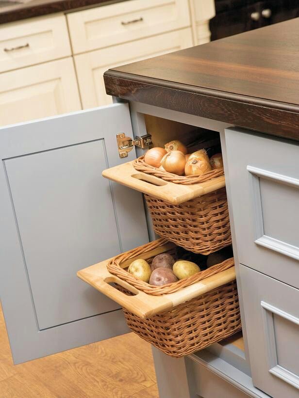 Storing potatoes in a kitchen cabinet
