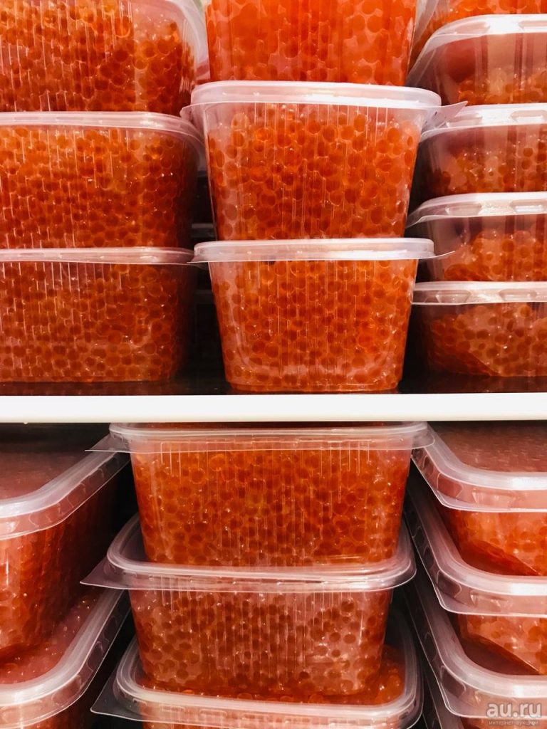 red caviar in plastic