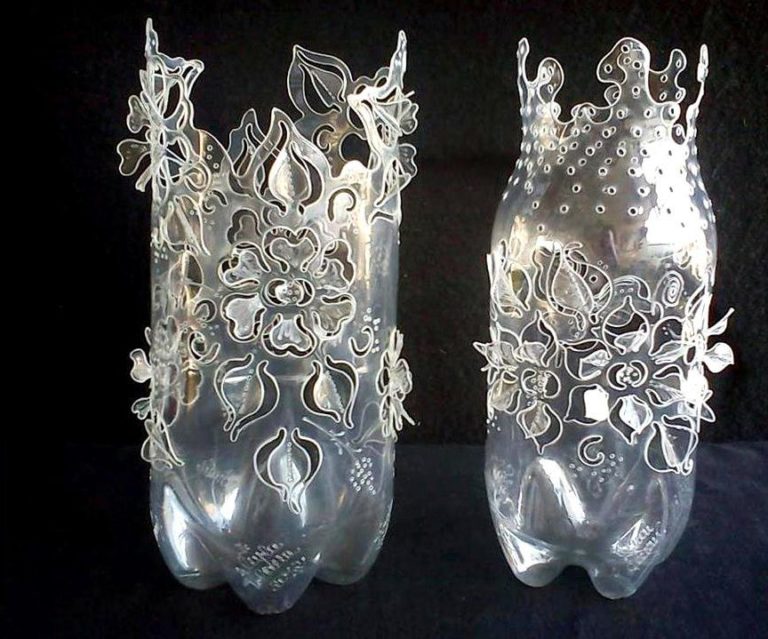 vase made of plastic bottles